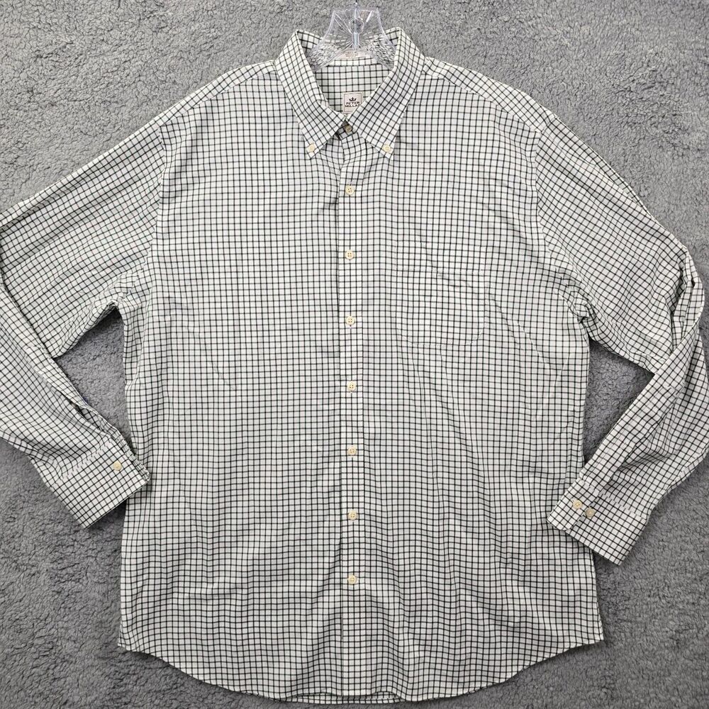 Peter Millar Men's Gray White Checker Long Sleeve Button Up Shirt Size XL